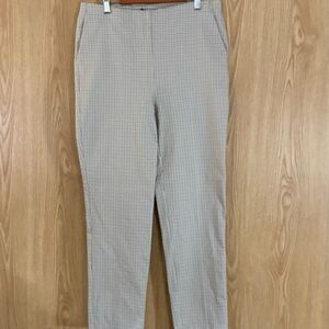 Rachel Zoe Tan and Black Plaid Pull-On Stretch Straight Ankle Pants